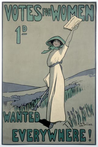 1909 - un manifesto dell'illustratrice Hilda Dallas che supporta il voto alle donne