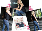 Natasha Stefanenko indossa un jeans F�. In basso, il packaging di vendita dei jeans del marchio brasiliano